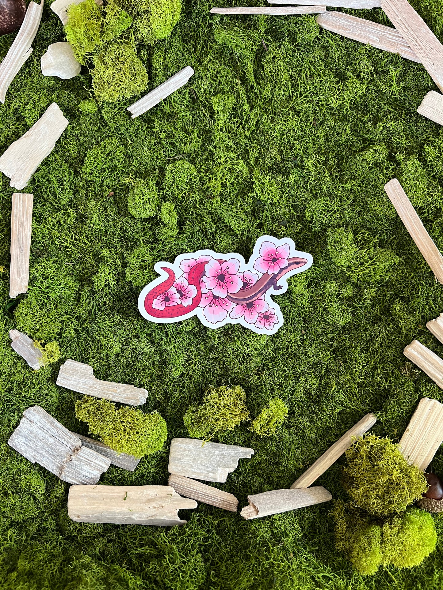 Flame-Tailed Slider Blossoms Glossy Sticker