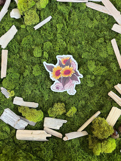 Western Shield Gecko Sunflowers Glossy Sticker