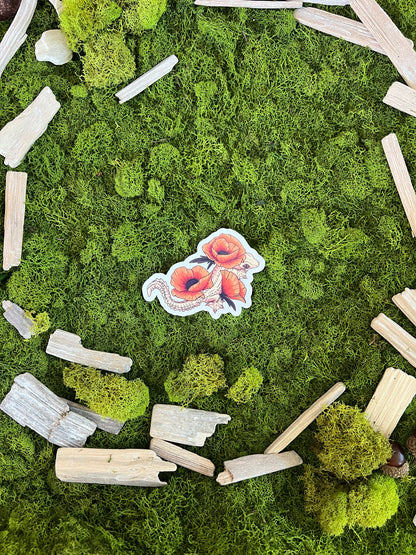 Flying Gecko Poppies Glossy Sticker