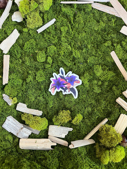 Stone Gecko Lilies Glossy Sticker