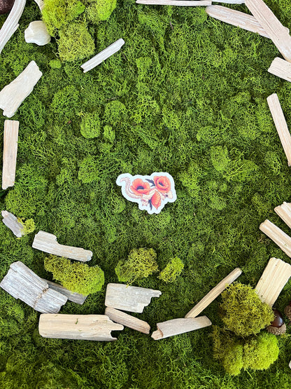 Flying Gecko Poppies Glossy Sticker