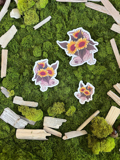 Western Shield Gecko Sunflowers Glossy Sticker