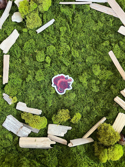 Cat Gecko Roses Glossy Sticker