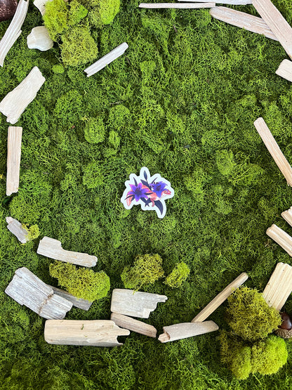 Stone Gecko Lilies Glossy Sticker