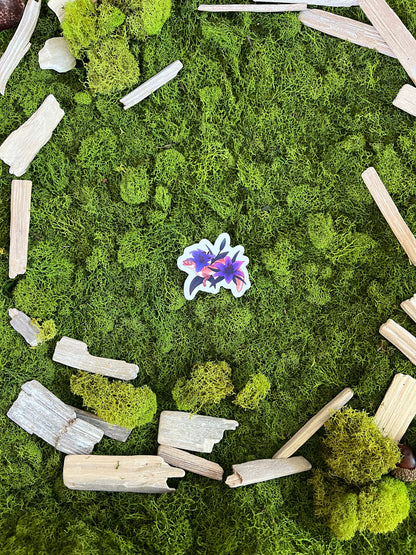 Stone Gecko Lilies Glossy Sticker