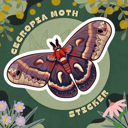 Cecropia Moth Glossy Sticker