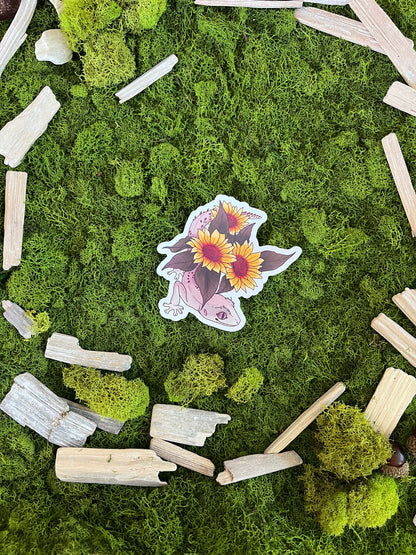 Western Shield Gecko Sunflowers Glossy Sticker