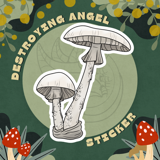 Destroying Angel Mushroom Glossy Sticker