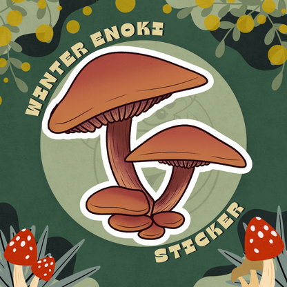 Velvet Foot Mushroom Glossy Sticker