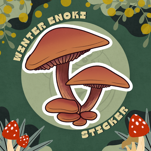 Velvet Foot Mushroom Glossy Sticker