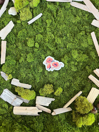 Flying Gecko Poppies Glossy Sticker