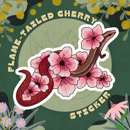 Flame-Tailed Slider Blossoms Glossy Sticker