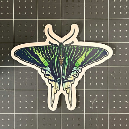Green Page Moth Glossy Sticker