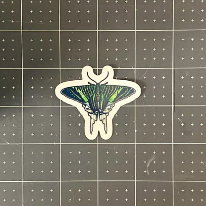 Green Page Moth Glossy Sticker