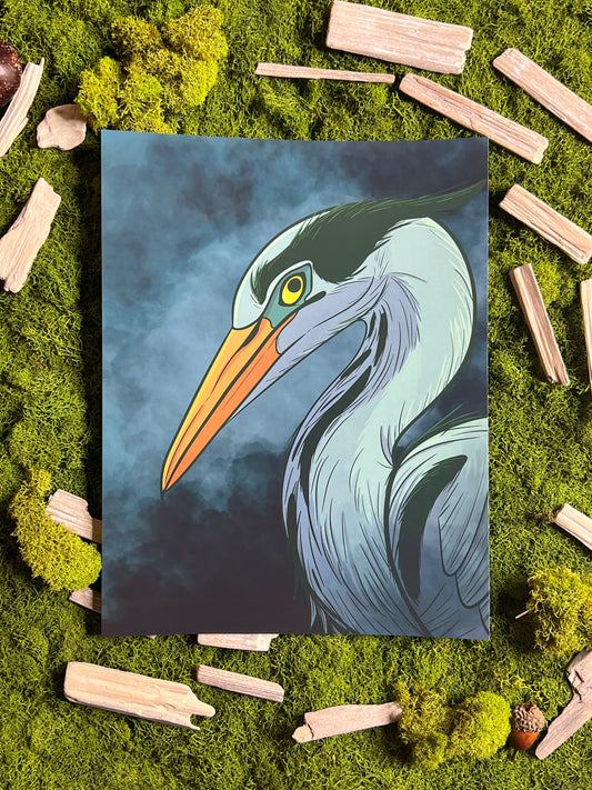 Great Blue Heron 8.5x11in Print