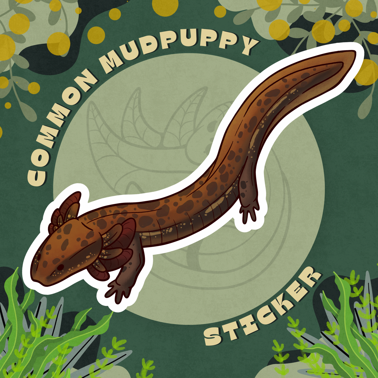 Common Mudpuppy Glossy Sticker
