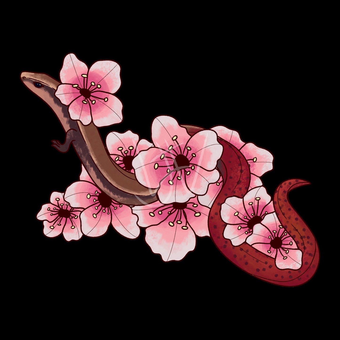 Flame-Tailed Slider Blossoms Glossy Sticker