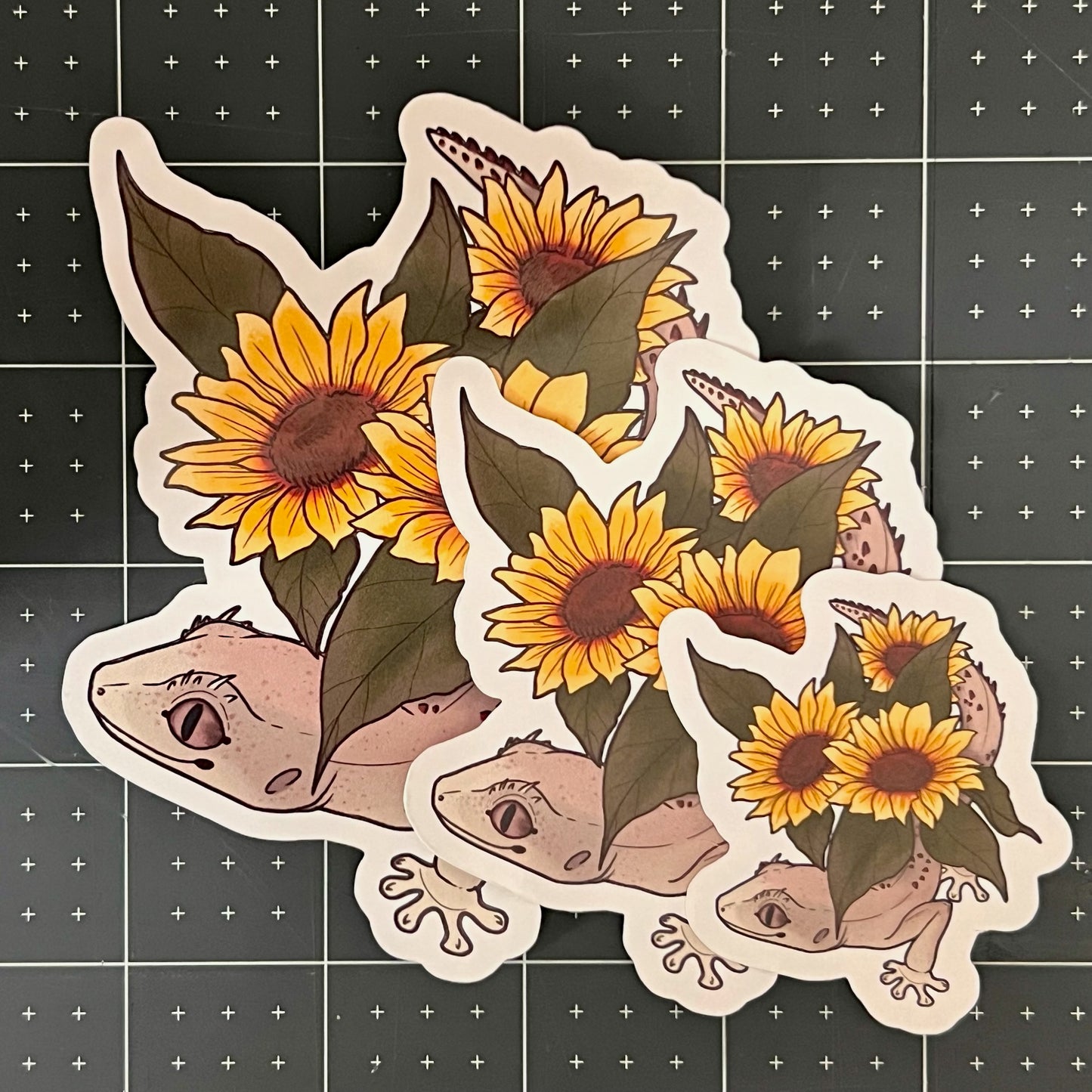 Western Shield Gecko Sunflowers Glossy Sticker