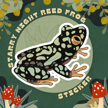 Starry Night Frog Glossy Sticker